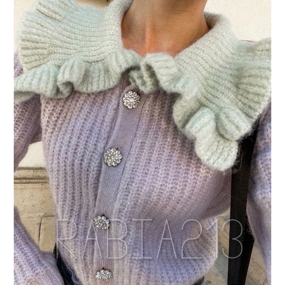 LAST 1!🔥ZARA COMBINATION BIB COLLAR KNIT CARDIGAN - Picture 10 of 16